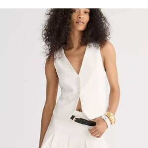 J Crew Slim-fit tuxedo vest in city crepe Womens Size 14 Ivory White